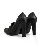 Odetina Women's High Heels Dress Shoes Plafrom Closed Toe Slip On Chunky Heels Pumps (Black,9)
