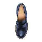 YDN Womens Chunky High Heel Round Toe Oxford Loafer Shoes Slip On Leather Office Work Pumps Size 11 Navy