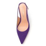 RLYGHWAO Womens High Heels Fashion Pointed Toe Buckle Slingback Pumps Solid Suede Shoes for Women Purple Suede Size 12.5