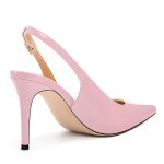 RLYGHWAO Women's Pumps, Slingback Pointed Toe High Heels, Fashion Adjust Buckle Shoes for Women Pink Patent Size 12.5
