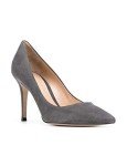 SAMMITOP Women's Pointed Toe Suede Leather Pumps 80mm Slip On Dress Shoes Graysuede US8.5 R