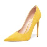 Elisabet Tang High Heels, Women Pumps Pointed Toe Stilettos 4.7 inch/12cm Sexy Heels Party Shoes Yellow 6