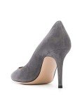 SAMMITOP Women's Pointed Toe Suede Leather Pumps 80mm Slip On Dress Shoes Graysuede US8.5 R