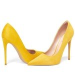 Elisabet Tang High Heels, Women Pumps Pointed Toe Stilettos 4.7 inch/12cm Sexy Heels Party Shoes Yellow 6