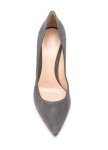 SAMMITOP Women's Pointed Toe Suede Leather Pumps 80mm Slip On Dress Shoes Graysuede US8.5 R