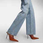 VOLEECE Women's Slingback Stiletto Heels Stretch Strap Slip On Pumps Shoes Pointed Toe Backless Patent Leather Dress High Heels Brown