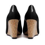 Mettesally Women's Wedge High Heel Pumps Pointed Closed Toe Cork Heels Slip On Party Prom Shoes Black US10R