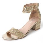 J. Adams Mimi Heeled Sandals For Women - Ankle Strap Low Block, Open Toe Dress Pumps, Chunky Heels For Women - Shoes For Women Dressy Sandals - For Bridal Shoes, Wedding Shoes, Womens Summer Sandals