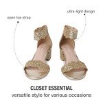 J. Adams Mimi Heeled Sandals For Women - Ankle Strap Low Block, Open Toe Dress Pumps, Chunky Heels For Women - Shoes For Women Dressy Sandals - For Bridal Shoes, Wedding Shoes, Womens Summer Sandals