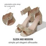 J. Adams Mimi Heeled Sandals For Women - Ankle Strap Low Block, Open Toe Dress Pumps, Chunky Heels For Women - Shoes For Women Dressy Sandals - For Bridal Shoes, Wedding Shoes, Womens Summer Sandals