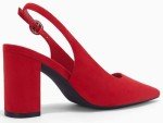 Junayuan Womens Pointed Toe Block Heel Pumps Slingback Chunky Heel Slip On Evening Party Dress Shoes Red