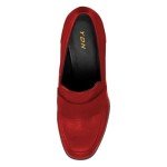 YDN Women Dressy Strappy Pumps Square Closed Toe Slip On Loafers Wedge High Heels Shoes Business Daily Size 9 Crimson