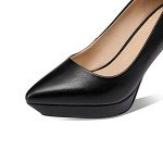TinaCus Women's Sexy Pointed Toe Genuine Leather Handmade Ankle Strap High Heel Platform Dress Pumps Shoes(Black Heel 4.92", US4.5)