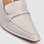 FOWT Womens Solid Color Rolled Single Belt Loafers Pointed Toe High Chunky Heel Pumps Casual Slip On Side V Cut Shoes Dress Party Career School 9.5 US Size Grey