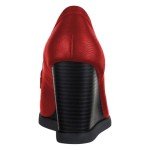 YDN Women Dressy Strappy Pumps Square Closed Toe Slip On Loafers Wedge High Heels Shoes Business Daily Size 9 Crimson