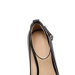 TinaCus Women's Sexy Pointed Toe Genuine Leather Handmade Ankle Strap High Heel Platform Dress Pumps Shoes(Black Heel 4.92", US4.5)
