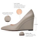 LingxiaUne Elegant Wedge Pumps for Women with Pointed Toe High Heel Slip On Sparkling Design Comfortable Work Shoes for Office/Wedding/Formal Wide Wedge Heels Size 9