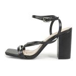 Migpuel Strappy Heels for Women Chunky High Heels Square Open Toe Ankle Buckle Strap Sandals for Wedding Party Daily Dressy Shoes