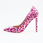 Reindee Lusion Women's Dress Dancing Pink Leopard Printed Pointy Wide Width Heels/Closed Toe Spike Sexy Heels Shoes/Trendy Designer Rinestone Stiletto High Heels Size 7