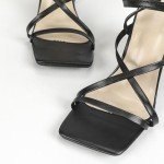 Migpuel Strappy Heels for Women Chunky High Heels Square Open Toe Ankle Buckle Strap Sandals for Wedding Party Daily Dressy Shoes