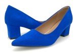 ODORHEISAYO Womens Pointed Toe Pumps Shoes Block Heel Low Chunky Heels, Slip On Work Shoes Closed Toe Blue Dressy Shoes for Wedding Party Size 7