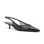 ATBELL Women's Leopard Slingback Pumps Closed Pointed Toe Leopard Mesh Kitten Heels Backless Slip On Evening Party Shoes