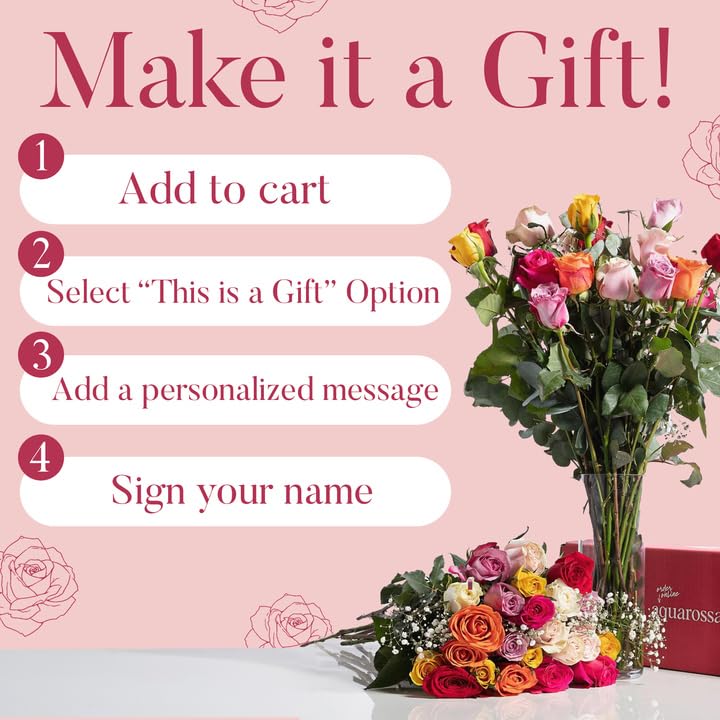Fresh Flowers For Mothers Day Delivery - Next-Day Delivery - 24 Assorted Roses - Flower Fresh Bouquet - Fresh Cut Long Stem Roses Bouquet of Flowers Birthday Gifts for Women -Aquarossa Farms