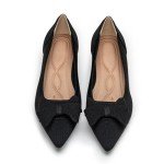 AHZEHRSE Kitten Heels for Women Dressy Pumps Shoes Comfortable Pointed Toe Knit Bow Heels Elegant Formal Wedding Shoes Black