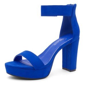 Shoe Land Womens SL-Cutesy Platform Heels Chunky Block High Heeled Sandals Open Toe Ankle Strappy Dress Pump Party Shoes, 2401Royalblue, Size 8.0