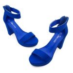 Shoe Land Womens SL-Cutesy Platform Heels Chunky Block High Heeled Sandals Open Toe Ankle Strappy Dress Pump Party Shoes, 2401Royalblue, Size 8.0