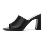 TEAIEUI Women's High Block Heeled Mule Sandals Sexy Open Toe Heels Slip on Mules Comfortable Casual Dress Pumps Shoes for Dating Daily