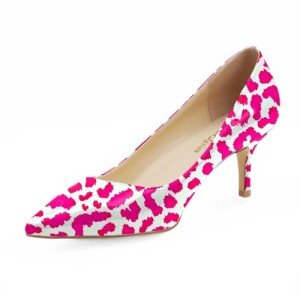 Reindee Lusion Women's Pumps/Pink Leopard Cheetah Printed Kitten Heels/Elegant Closed Toe Stiletto Dress Pumps/Fashion Kitten Heels Shoes Size 8