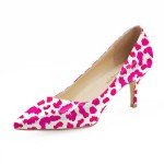 Reindee Lusion Women's Pumps/Pink Leopard Cheetah Printed Kitten Heels/Elegant Closed Toe Stiletto Dress Pumps/Fashion Kitten Heels Shoes Size 8