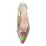 Eldof Women Slingback Pumps Closed Pointed Toe Beaded Rhinestone Slip On Stilettos Heel Dress Pumps Shoes 3.5 Inches Multicolor Heat US Size 11