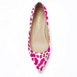 Reindee Lusion Women's Pumps/Pink Leopard Cheetah Printed Kitten Heels/Elegant Closed Toe Stiletto Dress Pumps/Fashion Kitten Heels Shoes Size 8