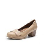 DREAM PAIRS Women's Chunky Comfortable Closed Toe Low Block Heels Work Round Toe Dress Wedding Adjustable Slip On Pumps Shoes,Size 8.5,Nude,SDPU2405W