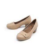 DREAM PAIRS Women's Chunky Comfortable Closed Toe Low Block Heels Work Round Toe Dress Wedding Adjustable Slip On Pumps Shoes,Size 8.5,Nude,SDPU2405W