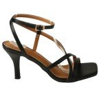 Womens Mid High Heel Sandal Party Office Fashion Strappy Summer Holiday Sandals Shoes Buckle Ankle Strap Square Toe Heels Wide Fit Fitting Open Toe Shoe, Gold Metallic, 5 UK, 7