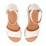 Fashion Thirsty Womens Wedge Heel Summer Sandals Ladies Mid High Party Heels Comfy Open Toe Cosy Wide Fit Strappy Shoes, Cream Fuax Leather, 7 UK X-Wide