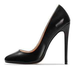 Mettesally Women Fashion Round Closed Toe High Heel Pumps Sexy Slip On Stiletto Party Shoes Matte Black US7.5R