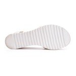 Fashion Thirsty Womens Wedge Heel Summer Sandals Ladies Mid High Party Heels Comfy Open Toe Cosy Wide Fit Strappy Shoes, Cream Fuax Leather, 7 UK X-Wide