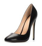 Mettesally Women Fashion Round Closed Toe High Heel Pumps Sexy Slip On Stiletto Party Shoes Matte Black US7.5R