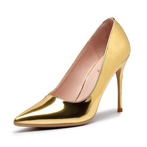GENSHUO Women's High Stiletto Heels Pointed Toe Pumps Shoes Gold Size 9 Classic Elegant Closed Toe Homecoming Party Office Dressy Wedding Shoes
