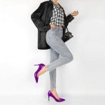 Mettesally Women's Pointed Toe Heels High Heel Pumps Slip on Closed Toe Stilettos Bridal Wedding Party Basic Shoes Purple 12 M US