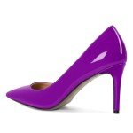 Mettesally Women's Pointed Toe Heels High Heel Pumps Slip on Closed Toe Stilettos Bridal Wedding Party Basic Shoes Purple 12 M US