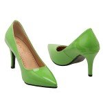 Alyaafifa Stiletto High Heel Pumps for Women 3 Inch Closed Pointed Toe Slip On Patent Leather Dress Shoes Elegant Party Wedding Office Event, Green 8cm, 6.5