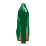 Mettesally Women's Platform Sandals High Heeled Shoes for Women Peep Toe Chunky Heels Slip on Wedding Dress Shoes for Bride Green US Size 8R