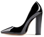 SAMMITOP Women's Chunky High Heel Pumps Pointed Toe Slip On Party Dress Shoes Black US7 R