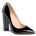 SAMMITOP Women's Chunky High Heel Pumps Pointed Toe Slip On Party Dress Shoes Black US7 R