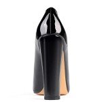 SAMMITOP Women's Chunky High Heel Pumps Pointed Toe Slip On Party Dress Shoes Black US7 R